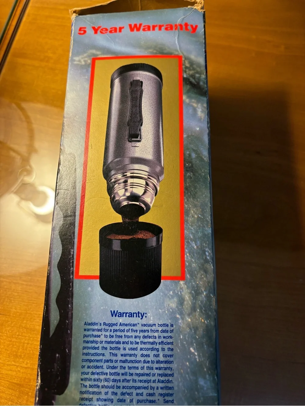 Aladdin Rugged American Steel Vacuum Thermos - Gray/Black 1 quart New